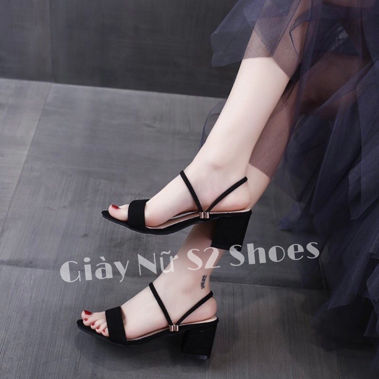 Giày cao gót 5, 7 phân đơn giản mang 2 kiểu xăng đan và dép