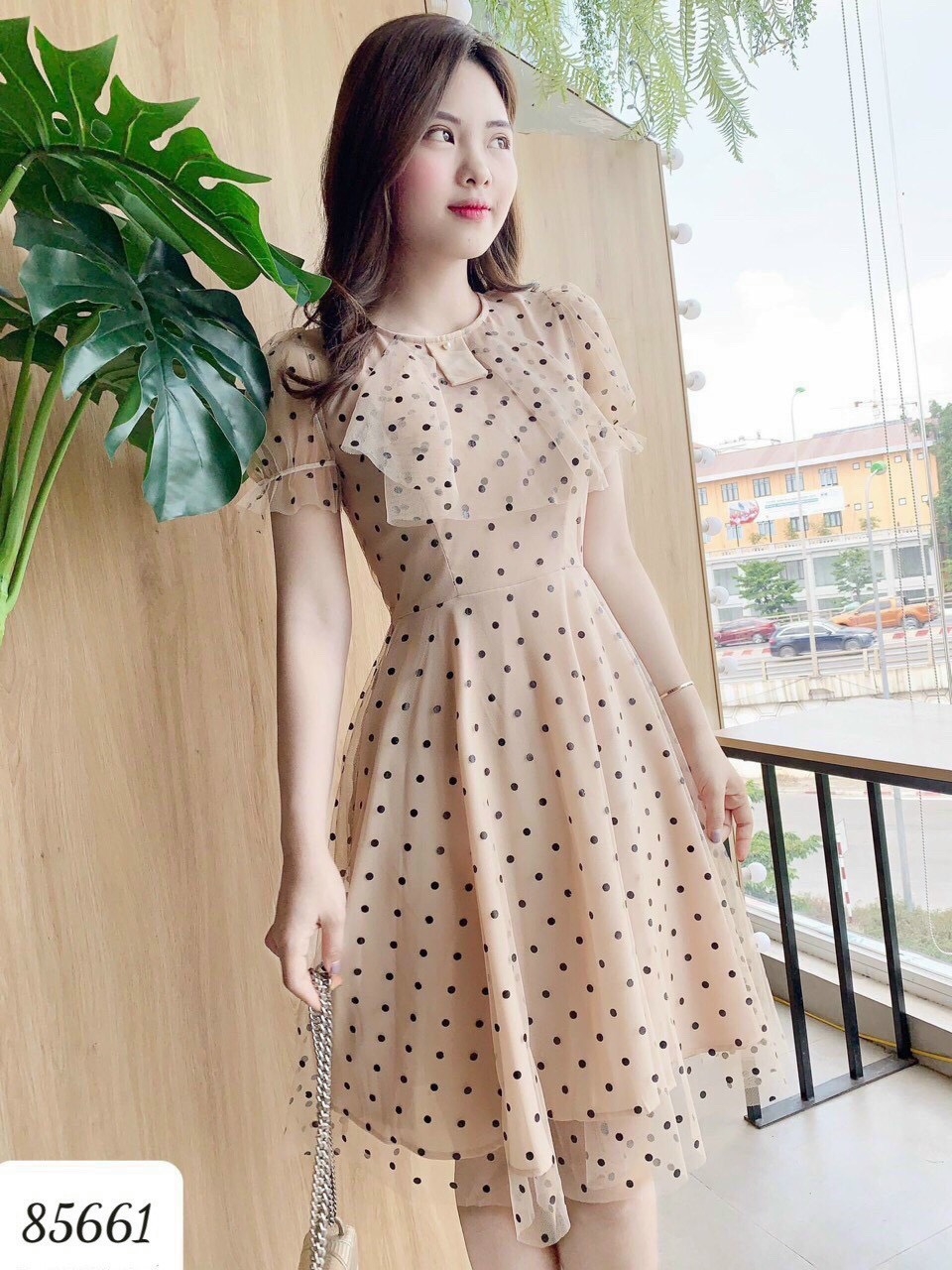 Đầm xoè vintage chấm bi nữ siêu xinh , tôn dáng cho các nàng