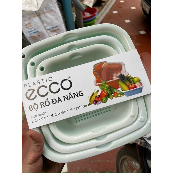 SET 3 BỘ THAU VÀ RỔ ECCO ĐA NĂNG CAO CẤP