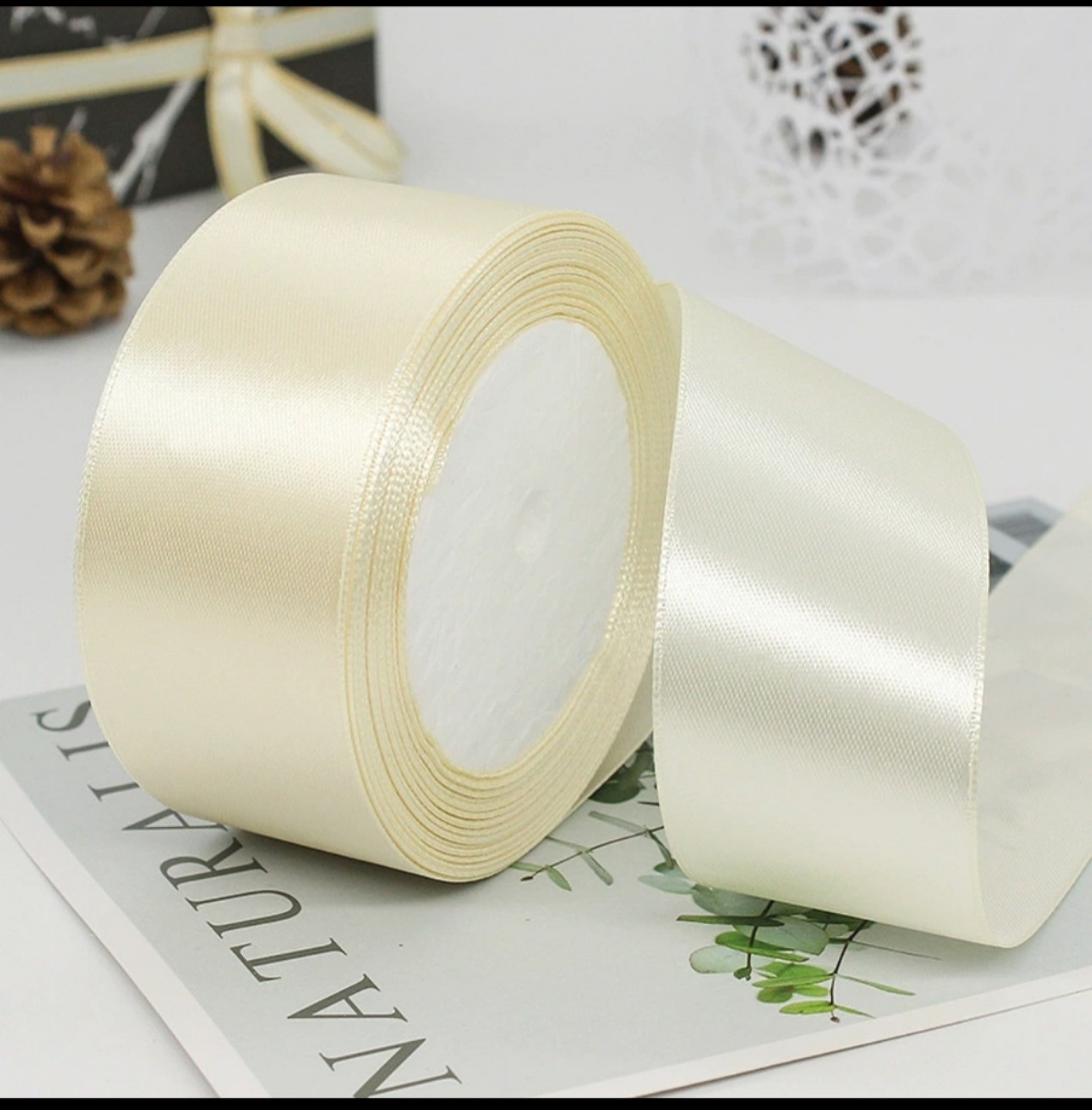 (lố 5 cuộn) Ruy băng Vải lụa stain ♤ bản rộng 4cm♡