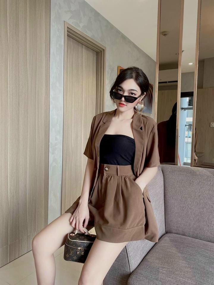 bộ nữ 3 món, bộ vest đùi cá tính
