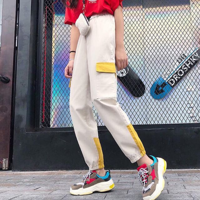 [HCM]Quần jogger kaki nam nữ thể thao Túi Hộp phối 2 màu cực đẹp