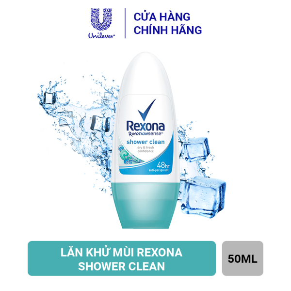 Lăn Khử Mùi Rexona Shower Clean Khô Thoáng Tối Ưu Mát Lạnh Sảng Khoái (50ml) cao cấp
