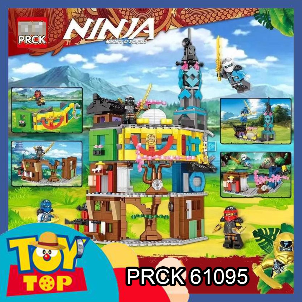 Đồ chơi lắp ráp Combo 4 hộp 4 in 1 ninja mô phòng tòa nhà khu vườn thành phố ninja mini xếp hình PRCK 61095
