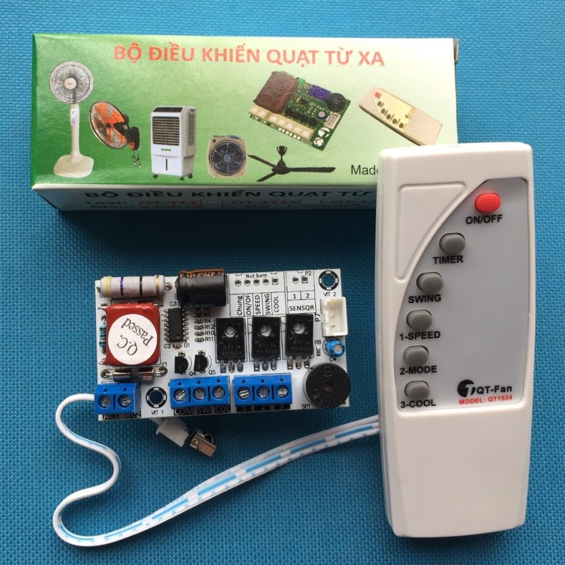 Bộ mạch và điều khiển quạt phun sương, quạt điều hòa 220v 300W - QT 322,điều khiển quạt hơi nước ,quạt điều khiển từ xa