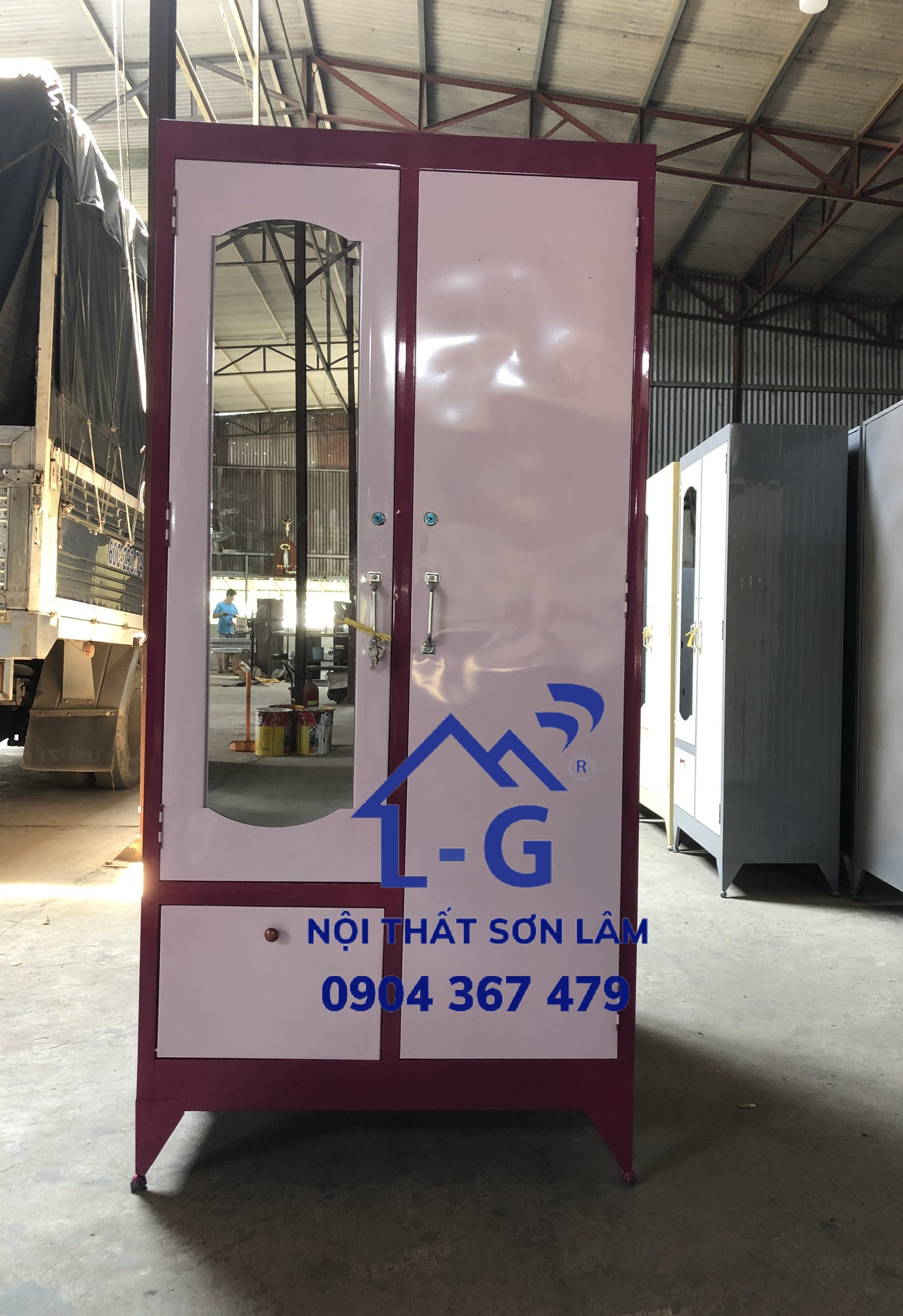 Tủ sắt quần áo 2 cánh 1m6 giá rẻ sơn dầu