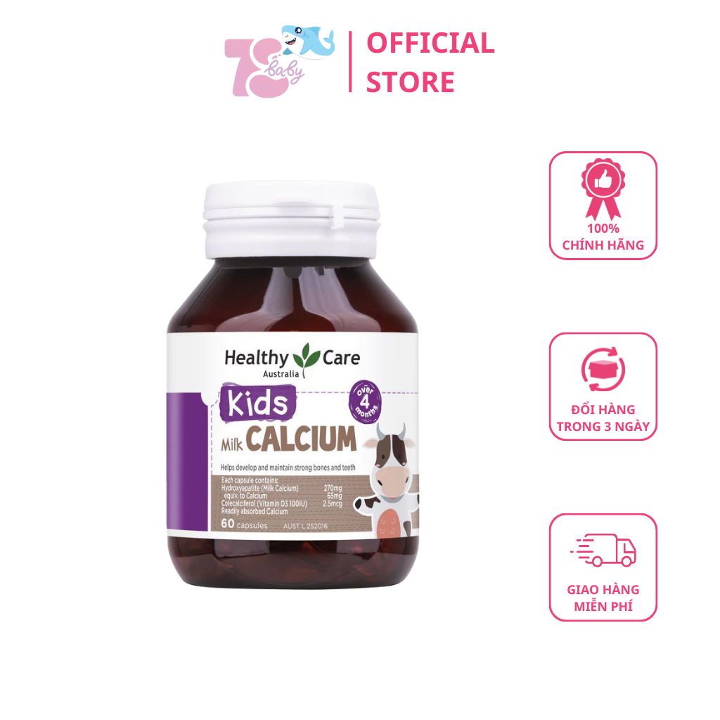 Viên uống canxi sữa healthy care kids milk calcium cho bé