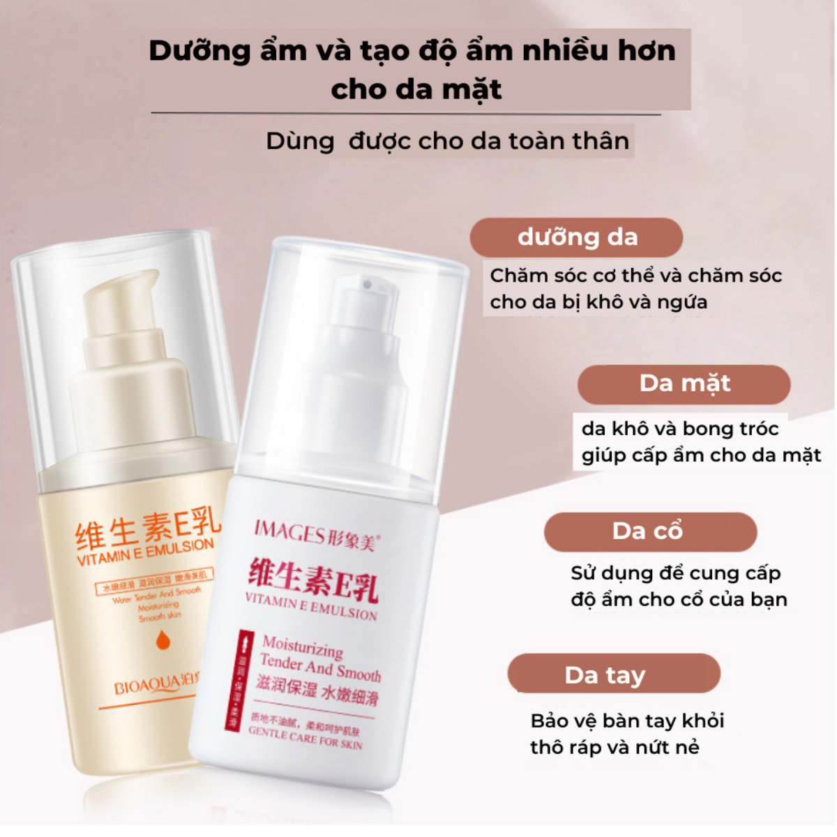 Sữa Dưỡng Da Vitamin E Cấp Ẩm, Làm Trắng Dịu Nhẹ Cho Da