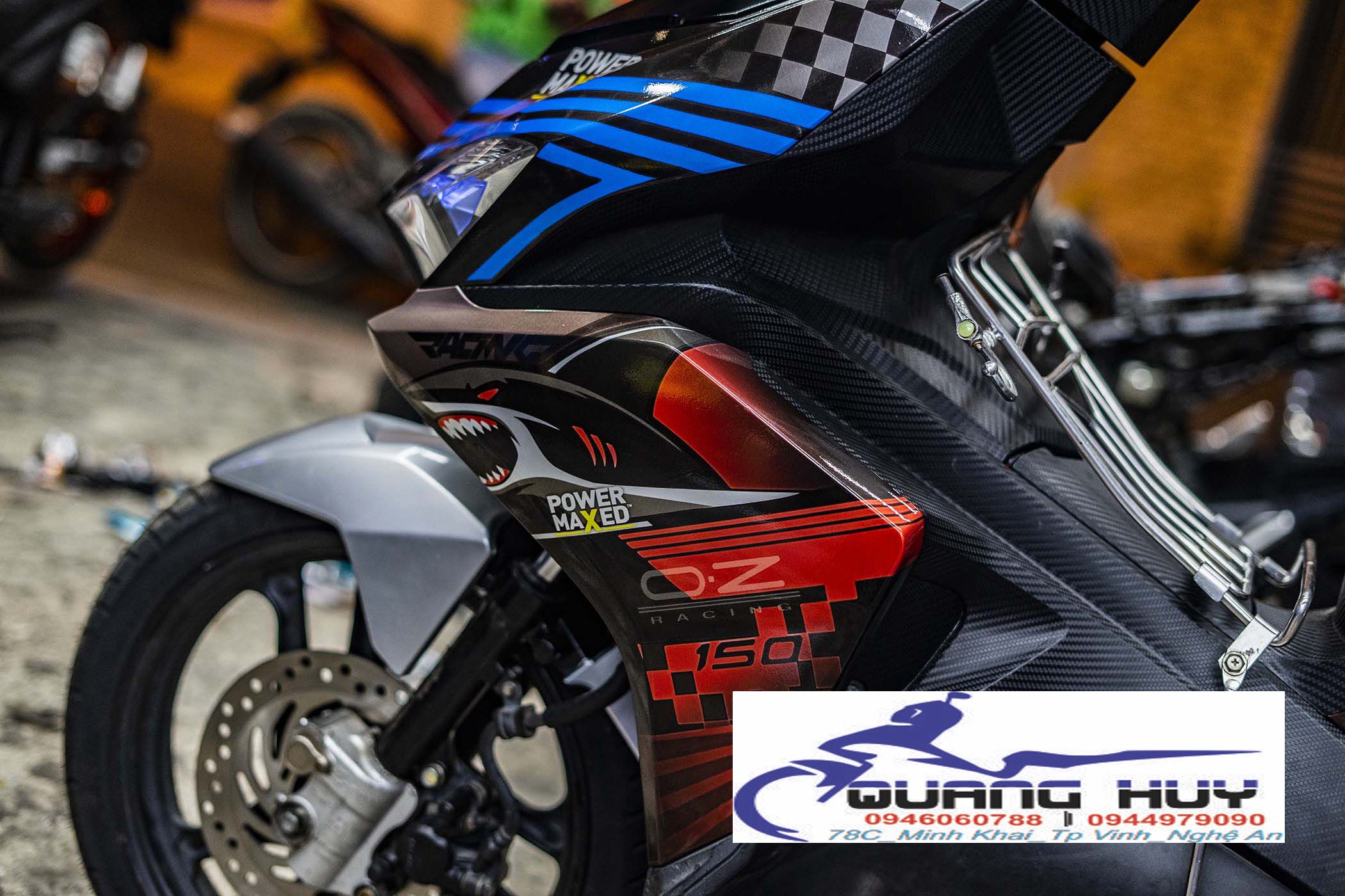 Tem Trùm Airblade Cá Mập Đỏ Đen,Team Decal AB 2016-2019 Shark