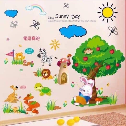 [SIÊU_HOT] DECAL dán tường -  Tranh dán tường hình THÚ cho bé siêu dễ thương- Combo tranh ghép trang trí phòng trẻ em hình động vật ngộ nghĩnh SIÊU ĐẸP