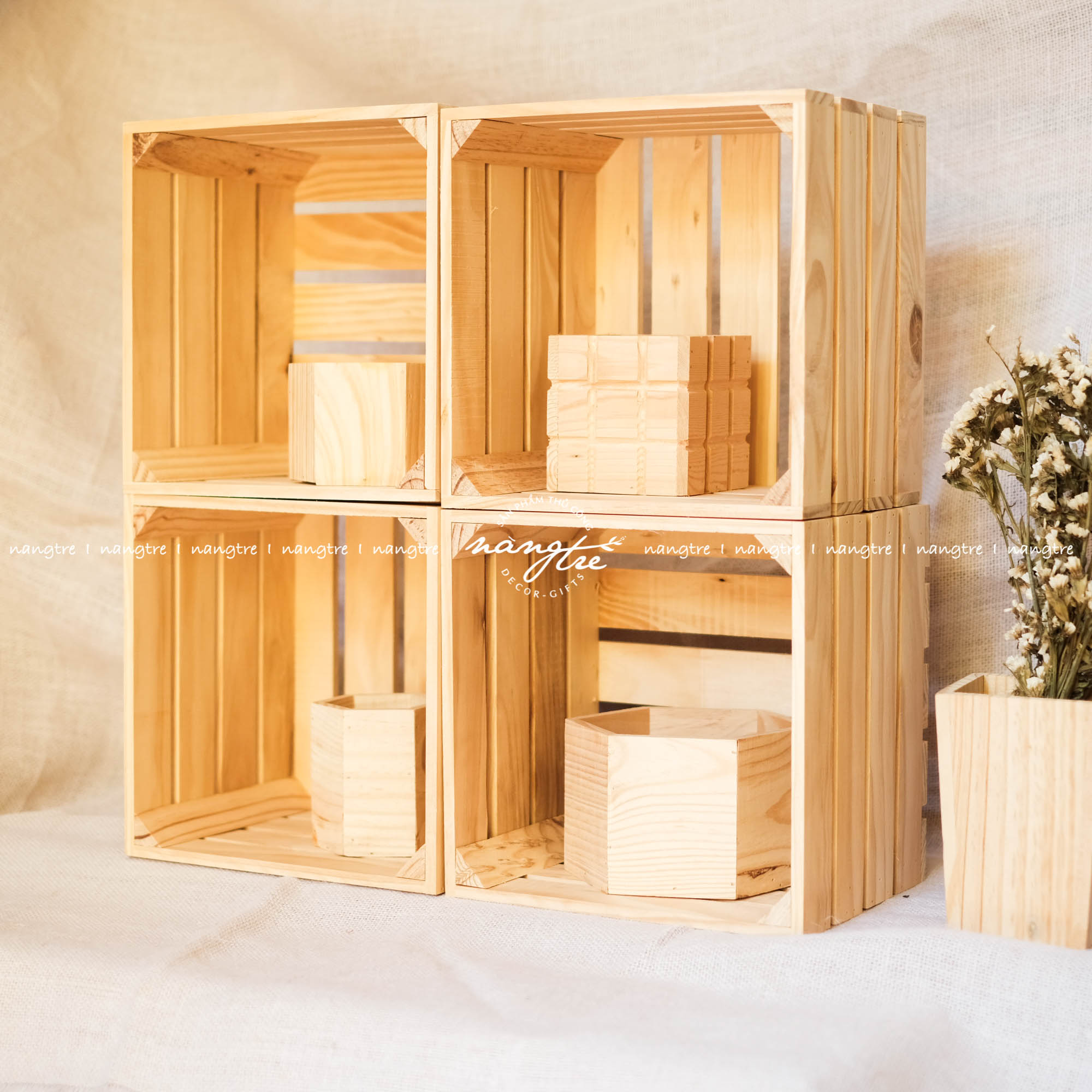 Kệ gỗ vuông pallet _ Thùng gỗ pallet vuông