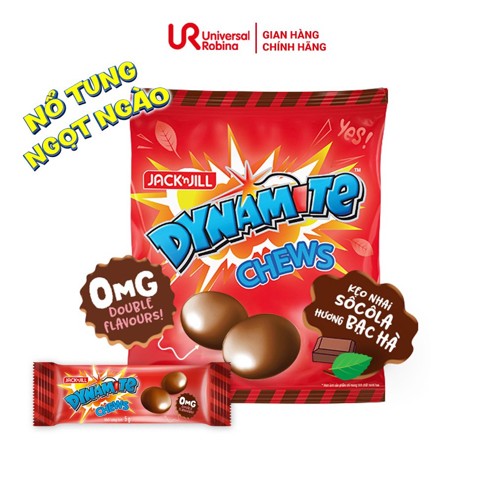 Kẹo mềm dynamite chew socola hương bạc hà - gói to 125gr