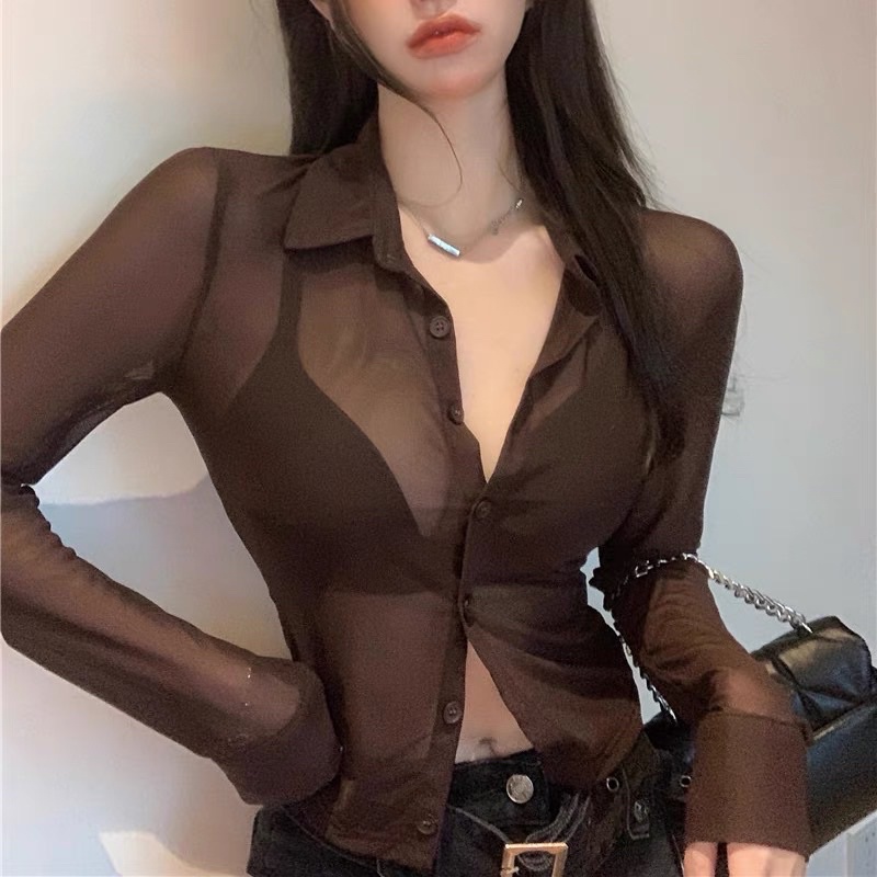 áo sơmi thun lưới mỏng sexy (79#)