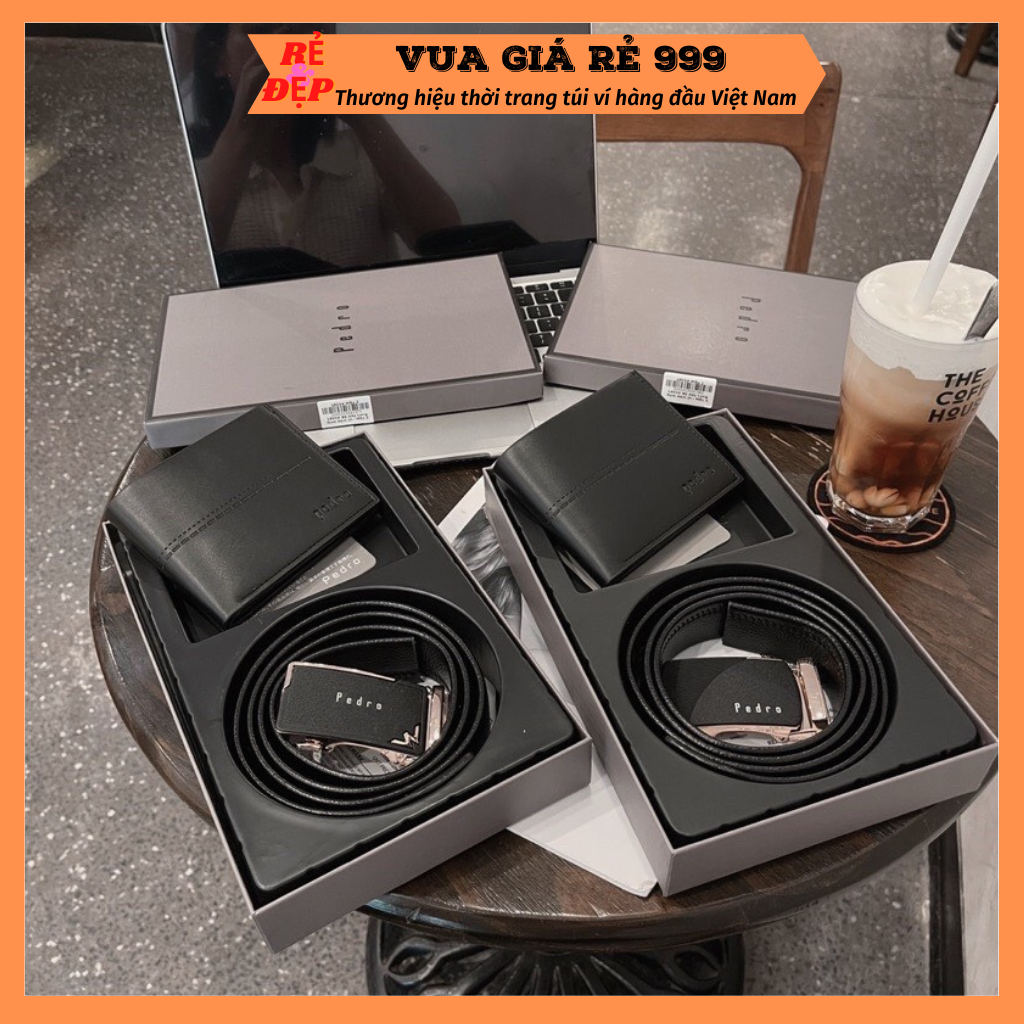 Set dây thắt lưng ví nam PEDRO thời trang cao cấp full box túi giấy sang trọng THL01
