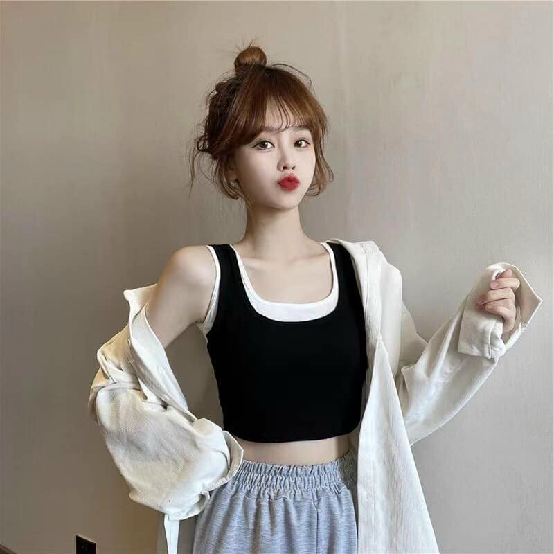 (ẢNH THẬT) ÁO CROPTOP BA LỖ CÓ ĐỆM NGỰC HÀNG