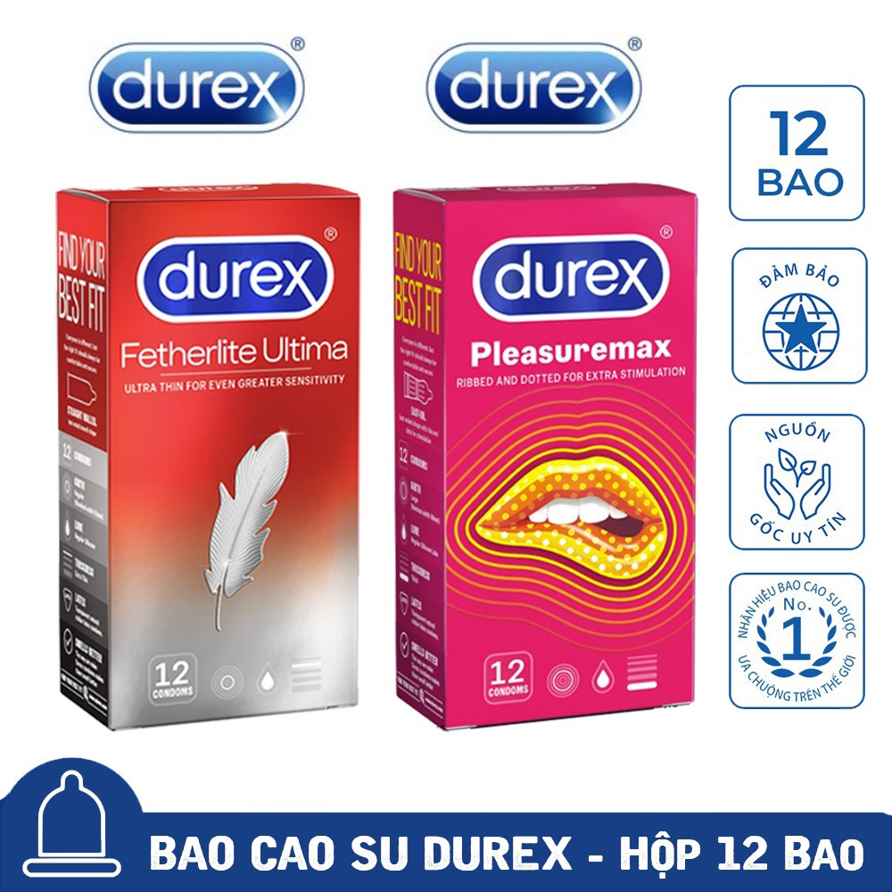 [Che tên] Bao cao su Durex siêu mỏng Fetherlite Ultima + Pleasuremax có gai