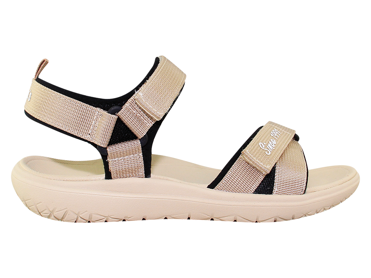 SANDAL ĐẾ BẰNG NỮ Bita's SYN.264 (Đen + Kem + Vàng bò) đơn giản dễ phối