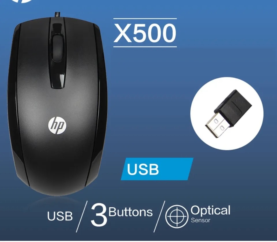 Chuột chính hãng hp x500 có dây, bảo hành 12 tháng, full box, mới 100% - mouse wired hp x500