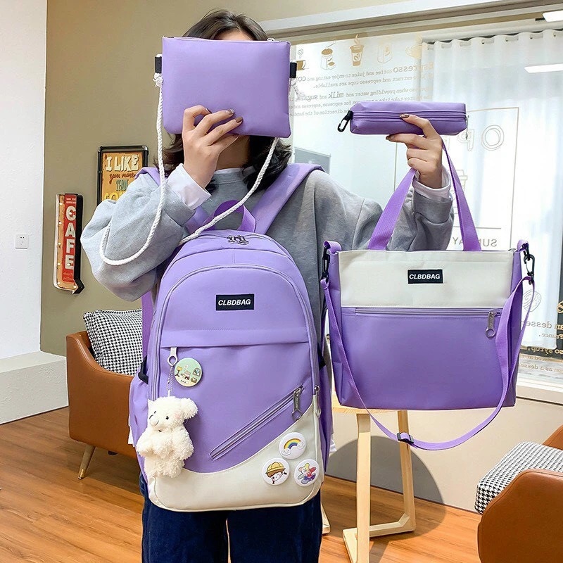 Set balo 4 món thời trang sinh viên, học sinh