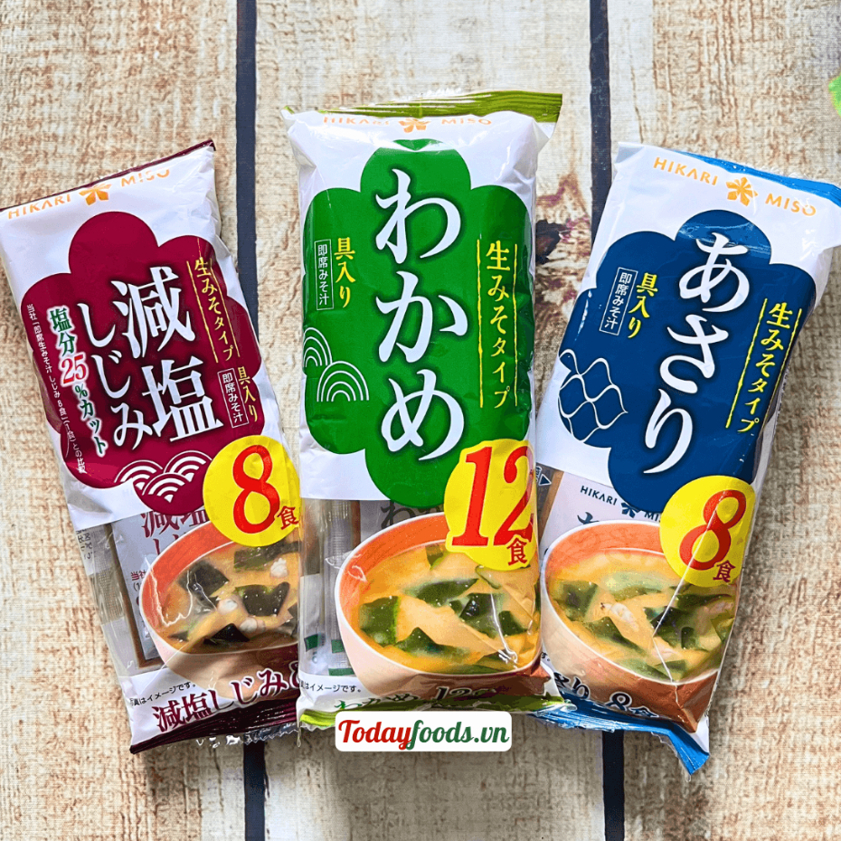 Súp Miso Ăn Liền Hikari Miso Nhật Bản – Hến / Sò Lụa / Rong Biển (8-12 gói)