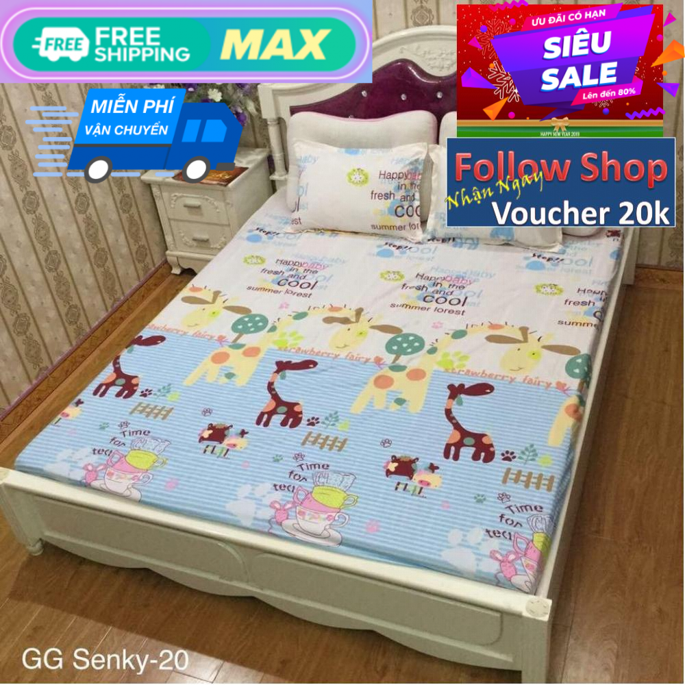Bộ ga chun và 2 áo gối mỏng dành cho mùa hè ( Phù Hợp Nệm 1m8x2m) (RVT)