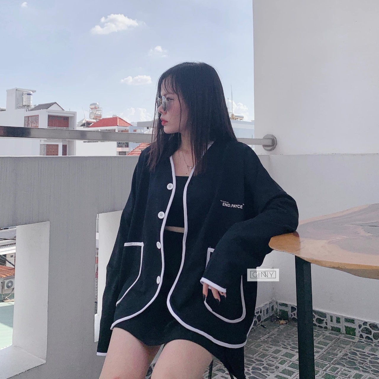 (FREE SHIP MAX) - Áo khoác cardigan nỉ ngoại miss khoác ngoài tay dài 2 màu đen,trắng phối viền nổi bật hàng ĐẸP