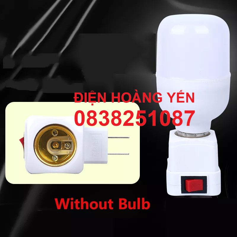 Đuôi bóng đèn có công tắc vuông E27 Hàng đẹp