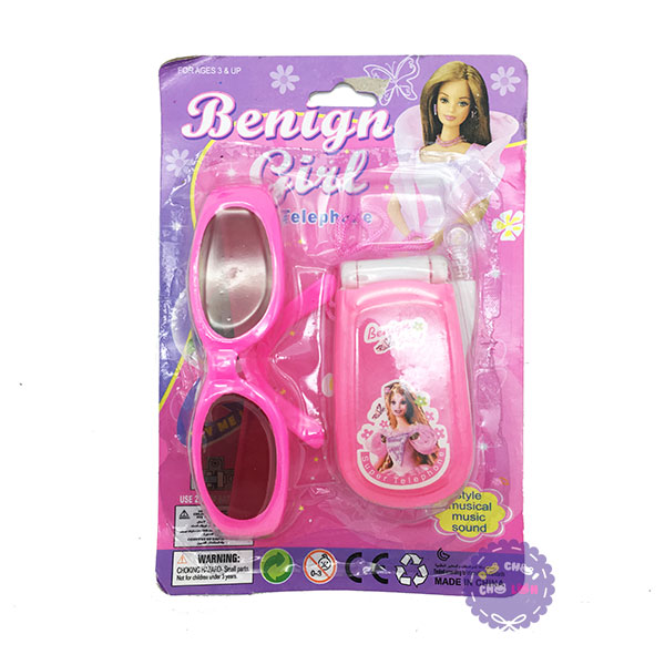 Vỉ đồ chơi điện thoại & mắt kính thời trang Benign Girl dùng pin