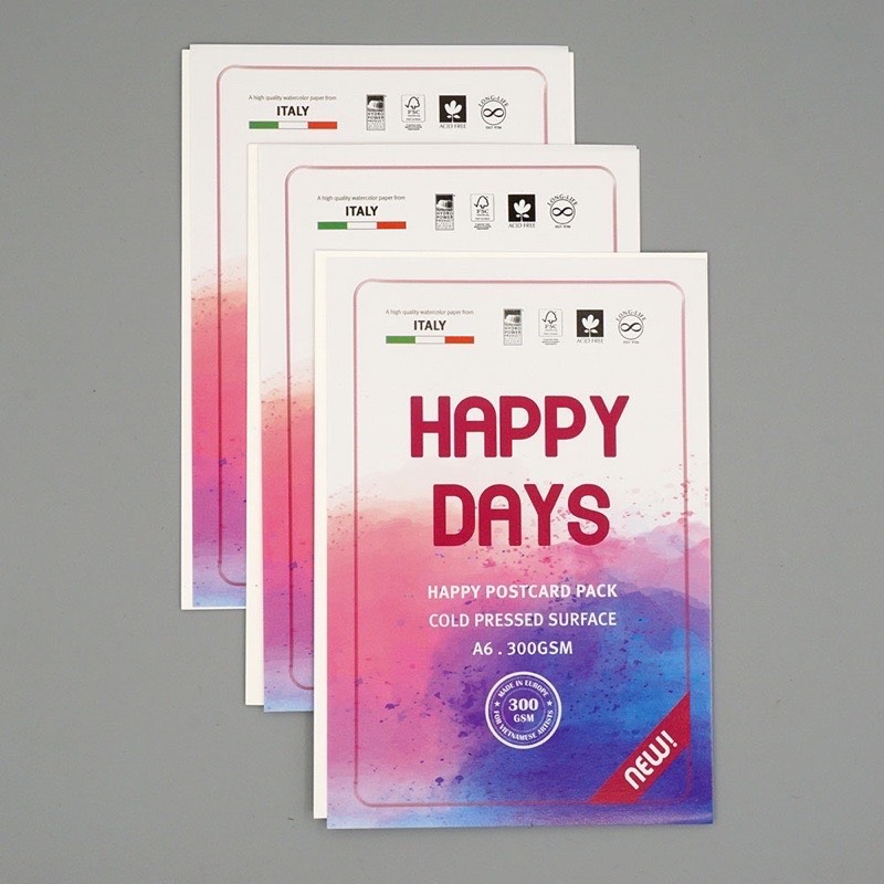 Giấy vẽ Sổ Vẽ Màu Nước HAPPY (vân nổi Cold)
