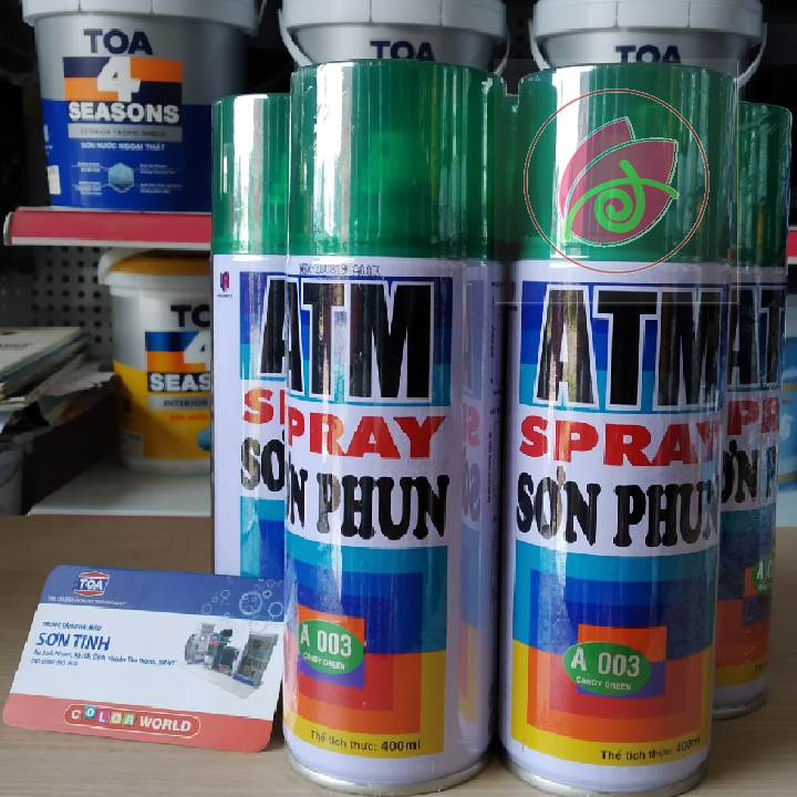 Sơn xịt xe máy ATM màu xanh lá Candy ánh kim A003