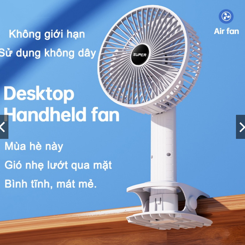 QUẠT KẸP SUPER 3 TRONG 1( cầm tay, kẹp bàn hoặc để bàn đều được )