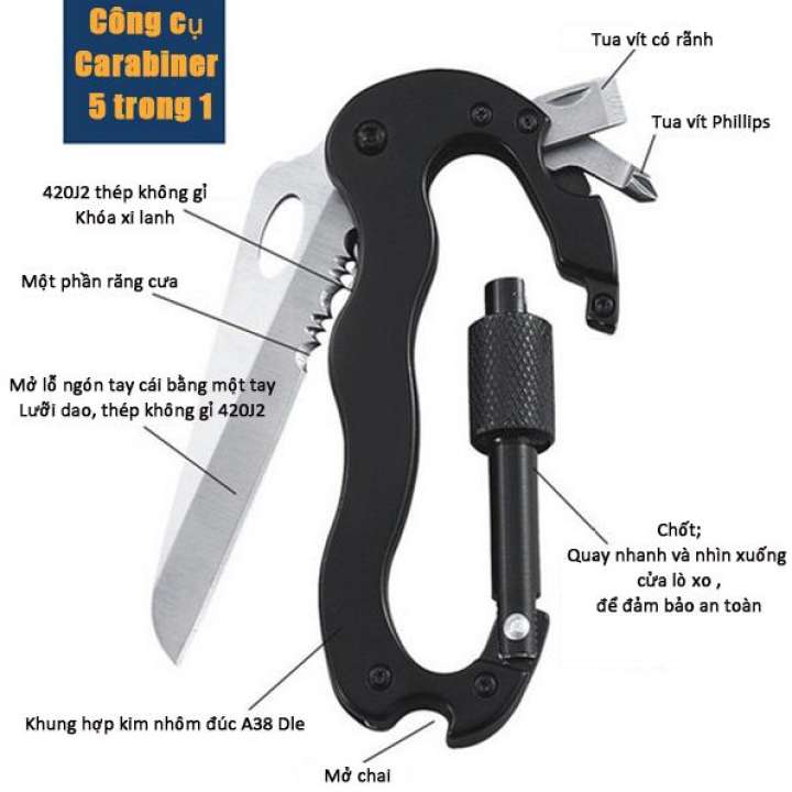 Móc Khóa Đa Năng 5 Trong 1 Bỏ Túi Chất Liệu Hợp Kim