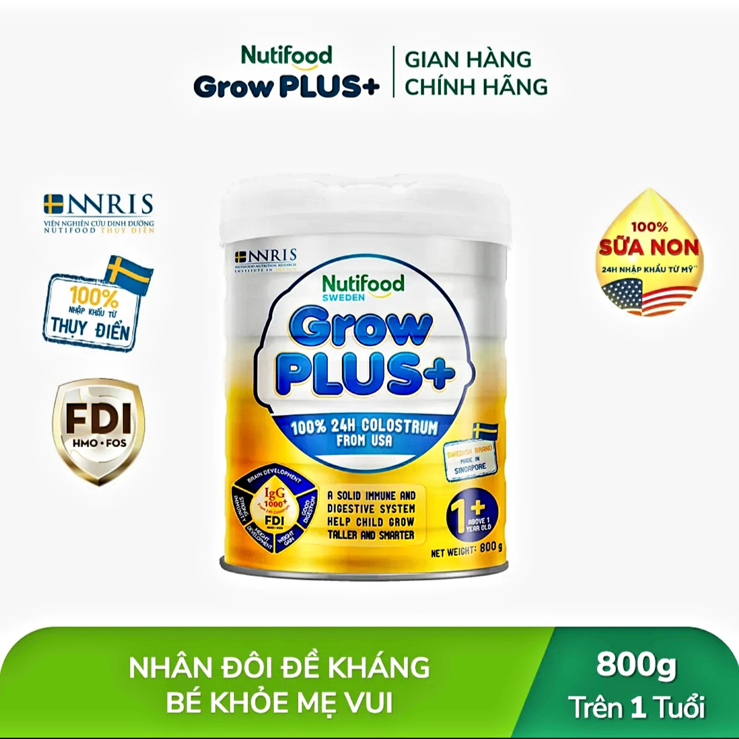 Nutifood Growplus+ Golden Colostrum Milk No. 1+/ 2+ Can 800g.