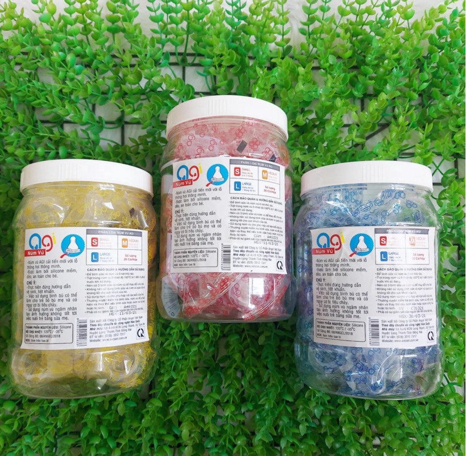 Combo 10 Núm Vú Agi , Ty Thay Bình Sữa Cổ Nhỏ ( đủ size S/M/L )