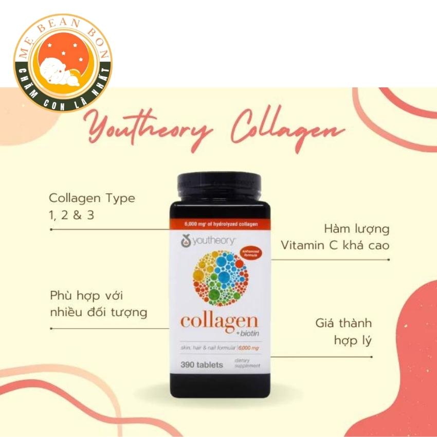 Collagen Youtheory +Biotin (390v) Type 1,2&3 Từ Mỹ