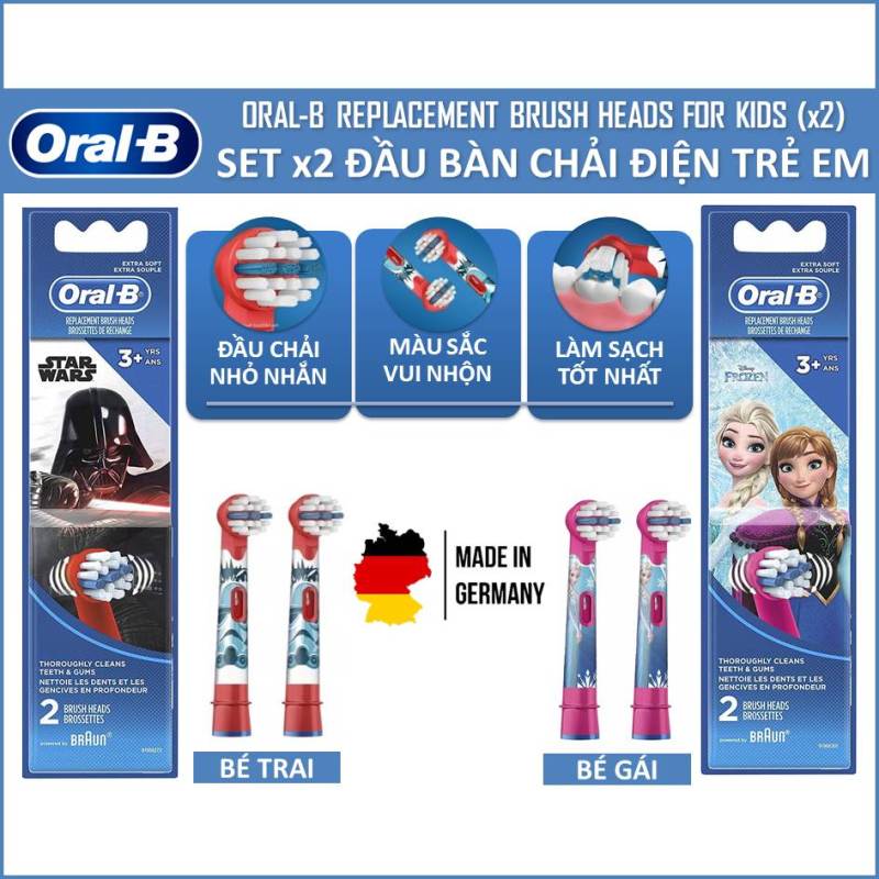 Đầu Bàn Chải Điện Oral-B Braun Cho Bé - Nhiều Nhân Vật Hoạt Hình [Made In Germany] nhập khẩu