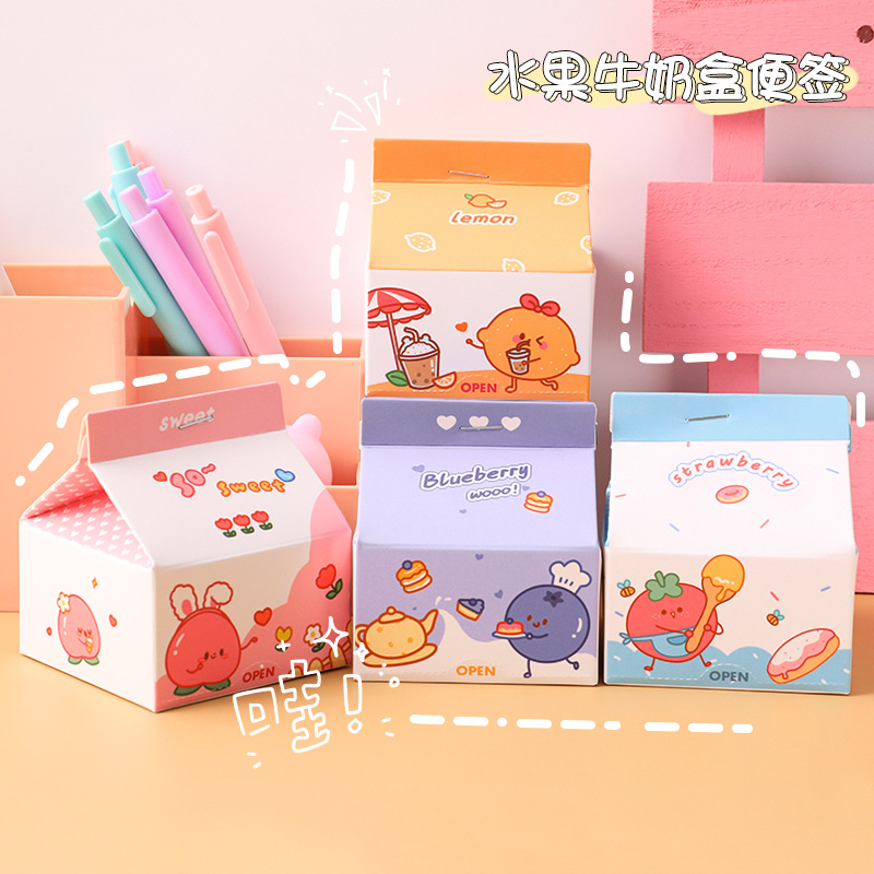 giấy note ghi chú hình hộp sữa dễ thương