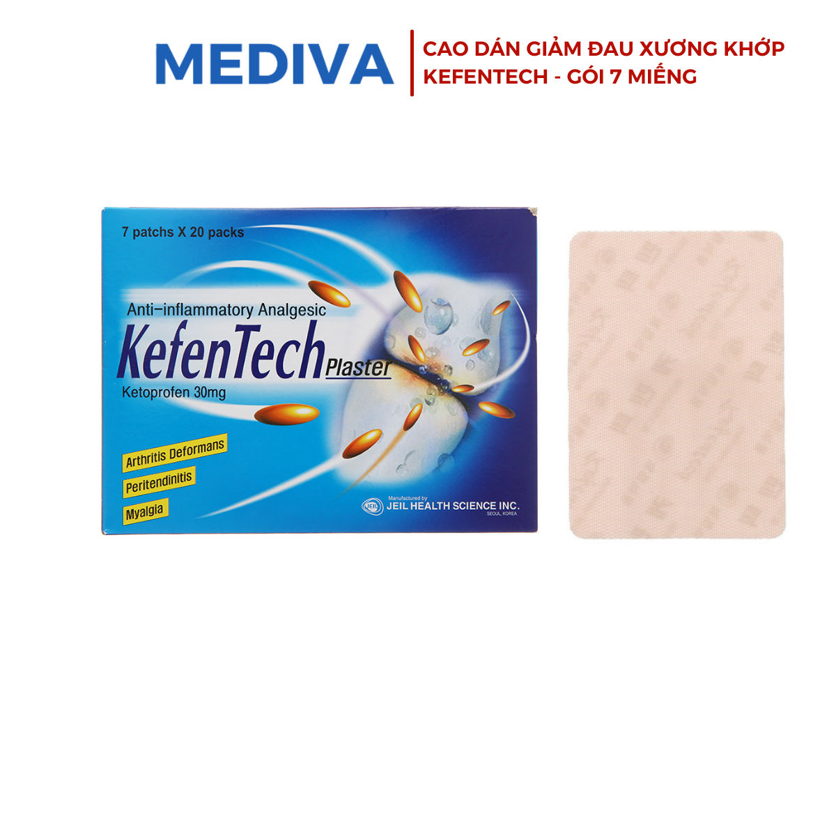 Dán giảm đau Kefentech plaster Hàn Quốc - túi 7 miếng dán