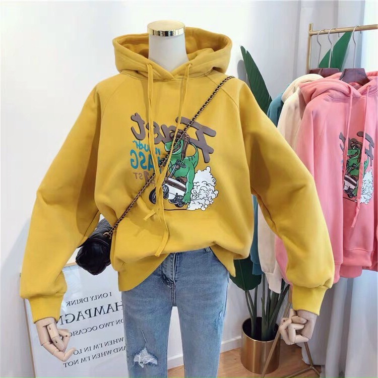 [HCM]ÁO KHOÁC HOODIE NỮ CÓ NÓN LÓT BÔNG DẦY DẶN MÀU VÀNG IN HÌNH CỰC ĐẸP THỜI TRANG CAO CẤP THỎ TÂY SHOP94 DB07