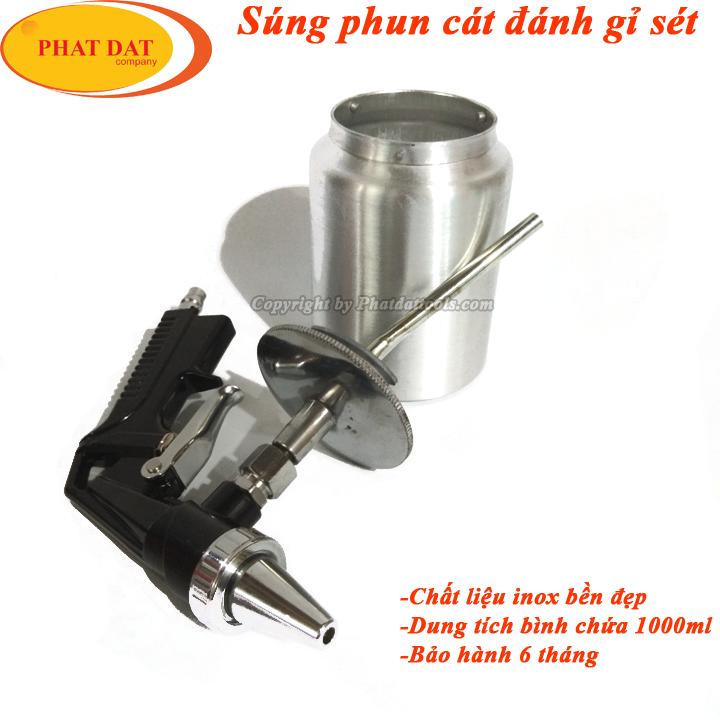 Sung Phun Cát Đánh Gỉ Sét Cầm Tay Có Bình Chứa 1000ml-Sung Phun Cát
