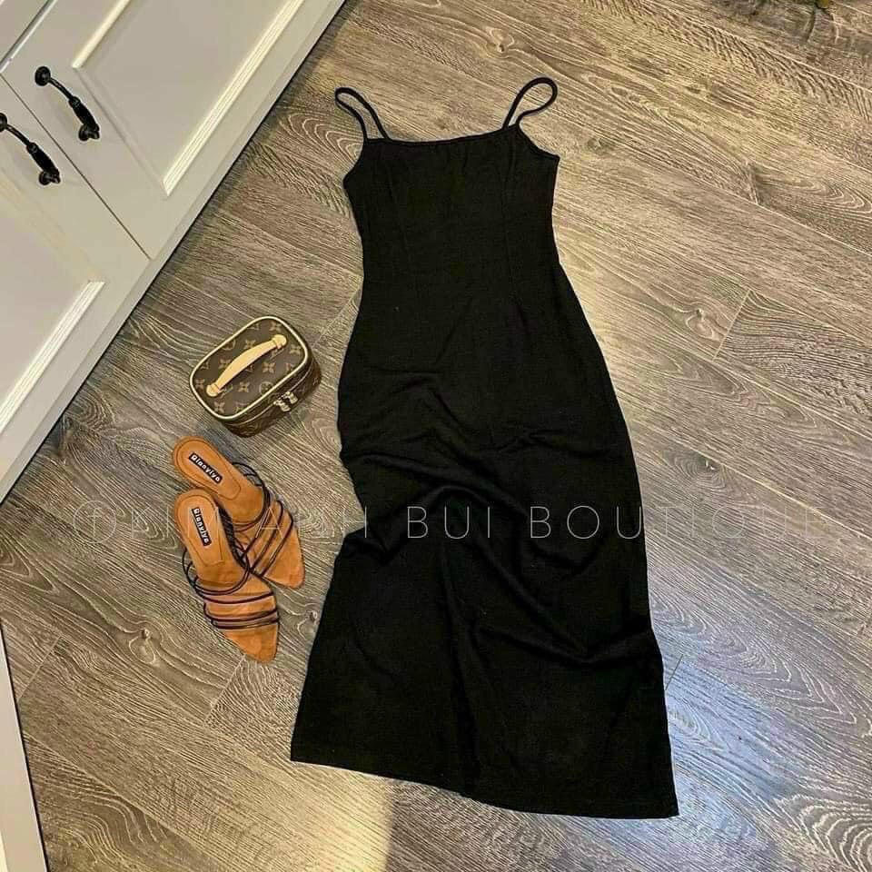 Đầm body nữ Shyntores - váy body 2 dây len tăm dáng dài vải đẹp freeship