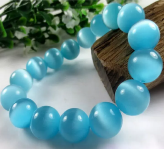 Vòng Tay Phong Thủy Đá Mắt Mèo Xanh Dương 10 ly- Hợp mệnh Thủy, mệnh Mộc - Viên đá mang bình an cho gia chủ