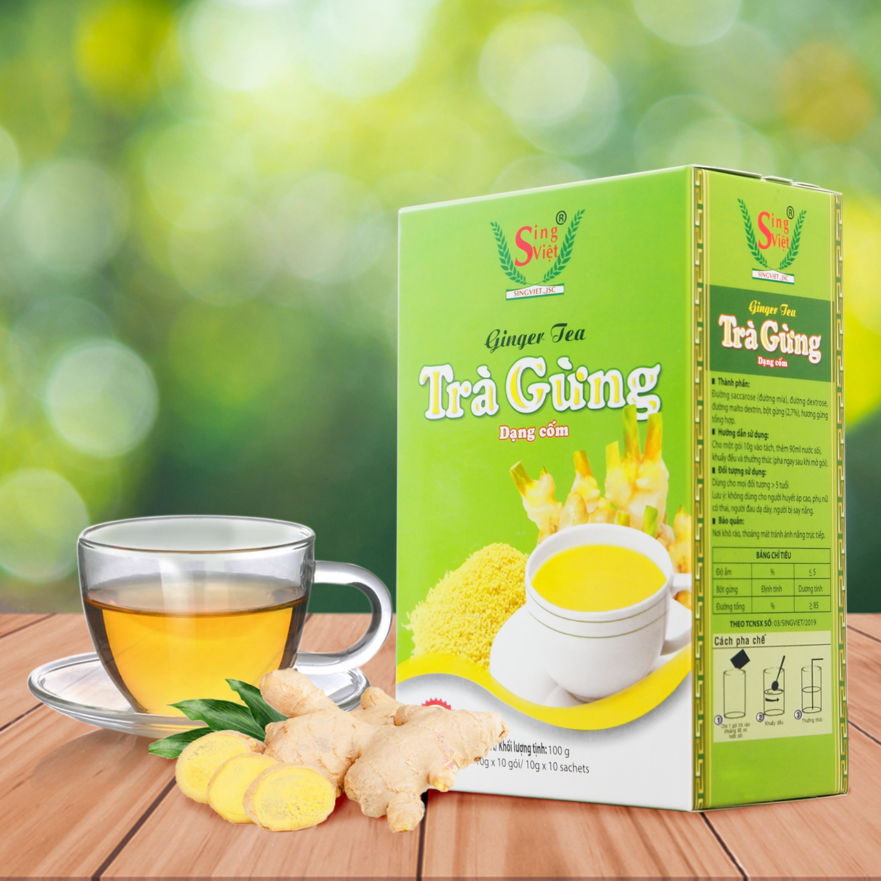 TRÀ GỪNG SING VIỆT dạng cốm, làm ấm cơ thể