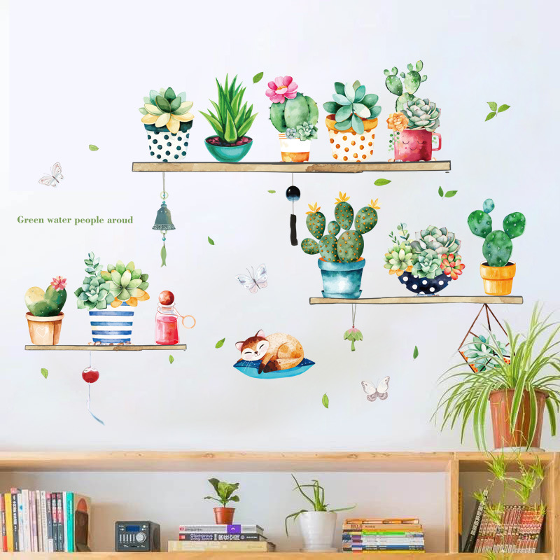 [Nhiều mẫu] Decal dán tường chậu cây cảnh