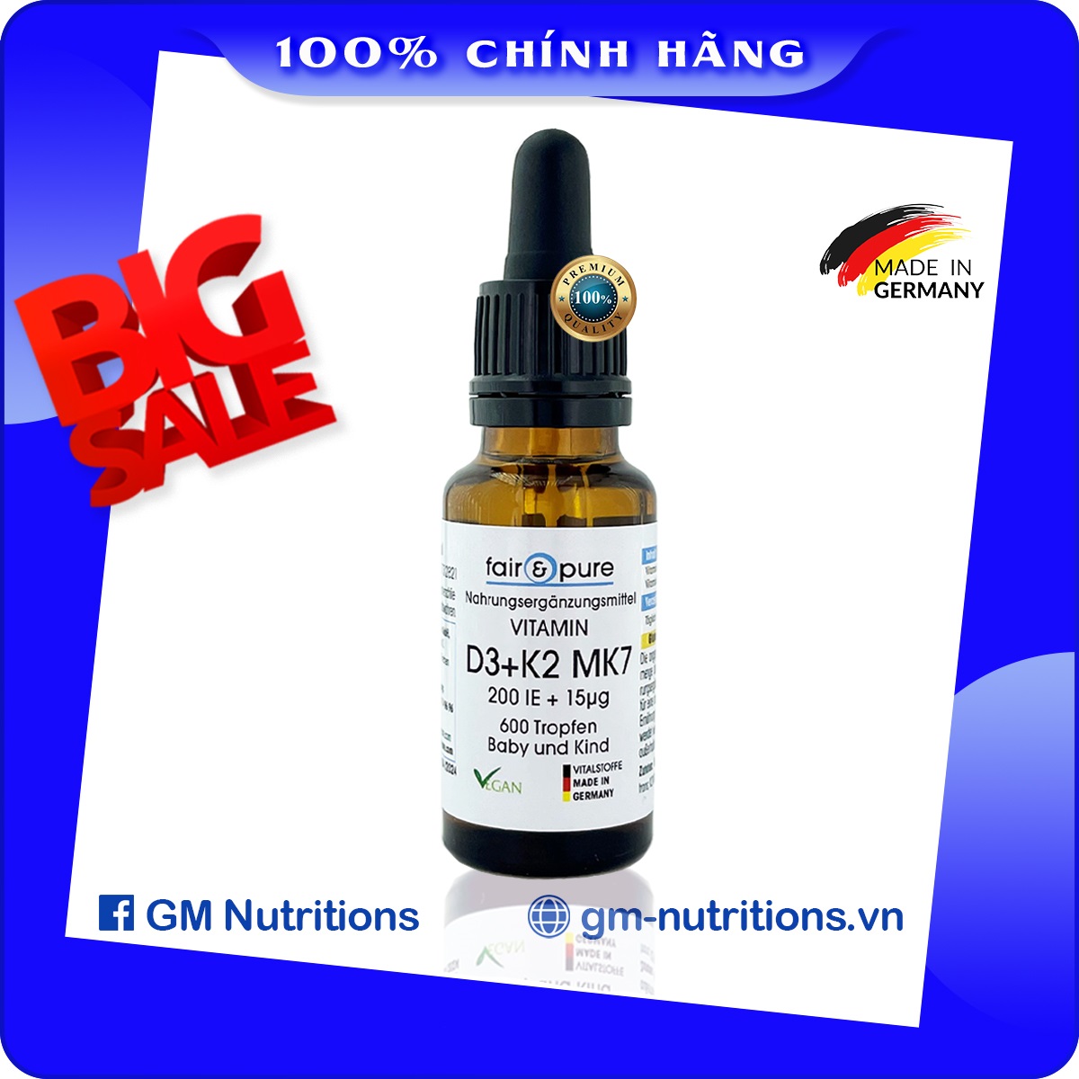 Vitamin D3 K2 MK7 Fair & Pure Đức