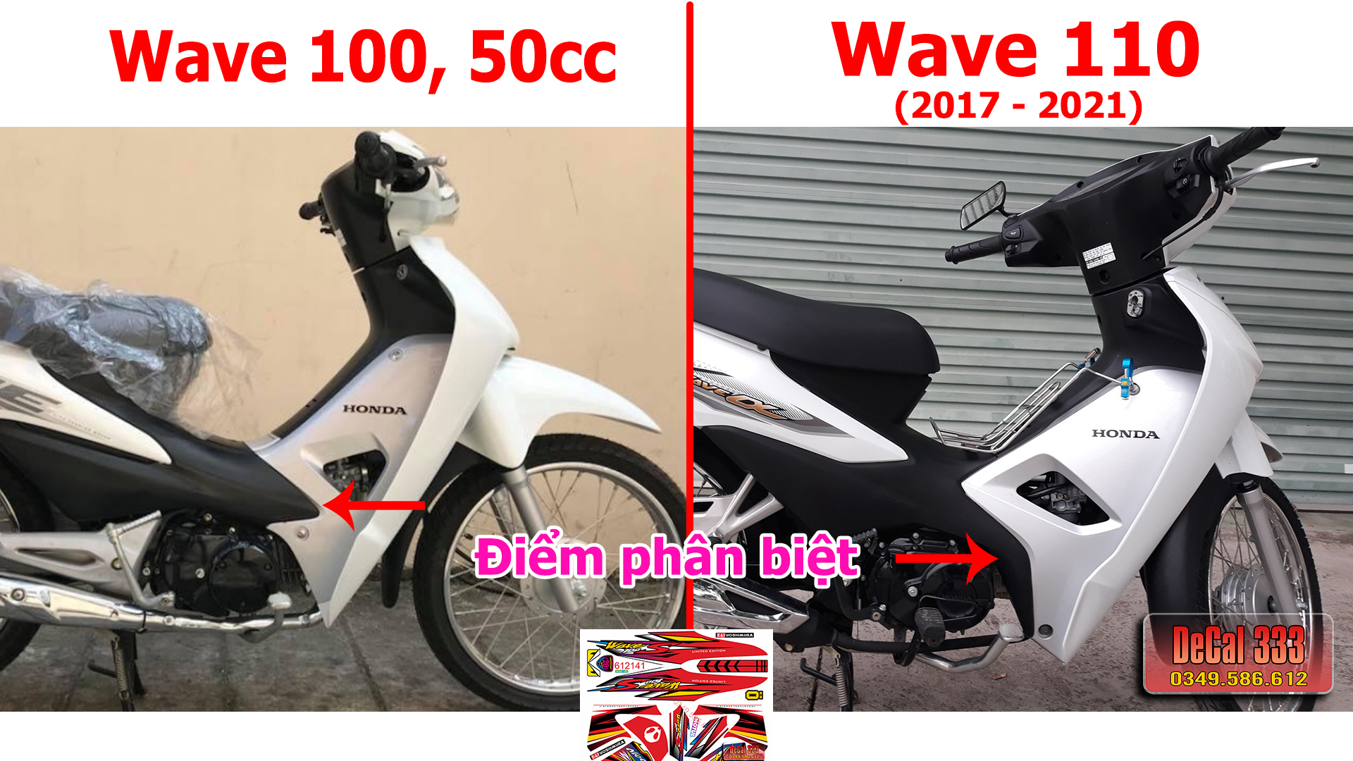 Tem Rời WAVE ALPHA 100 50 cc - mẫu wave S 612141 (Tem chế 3 lớp cao cấp)