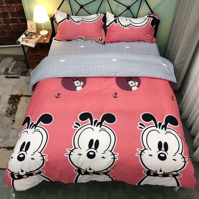 Bộ Chăn Ga Gối ( 01 Drap + 1 vỏ mền + 2 áo gối ) Chó Hồng PLN