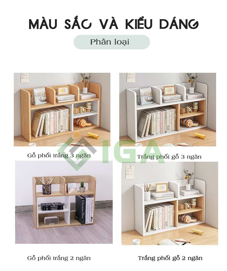 Kệ Sách Để Bàn, Giá Sách Thiết Kế Hiện Đại Thương Hiệu IGA - GP157