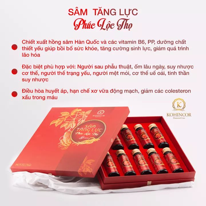 [ Cam kết chuẩn ] Sâm tăng lực Phúc Lộc Thọ, hộp 10 chai