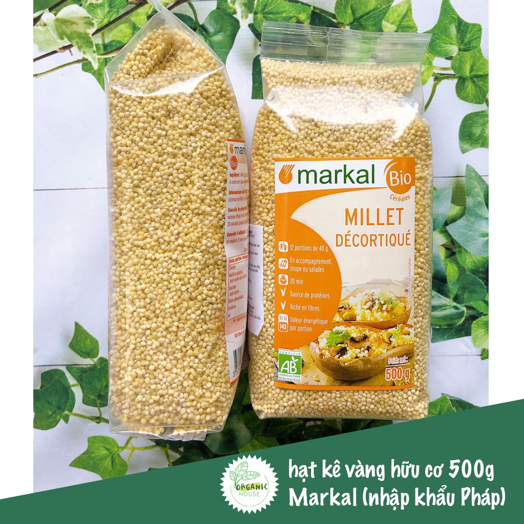 Hạt kê vàng hữu cơ đã tách vỏ Markal 500g